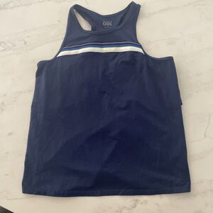 Athleta Girls Tank  Ruffle Detail Dark Blue Large 12